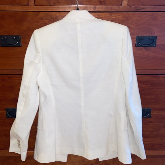 LINEN Blend Banana Republic Blazer Suit Jacket Sport Coat Stretch Cream White 4 - Picture 9 of 16